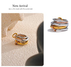 Yhpup Stainless Steel 3 Colors 5 Links Stacked Rings PVD Real Gold Plated Jewelry for Women