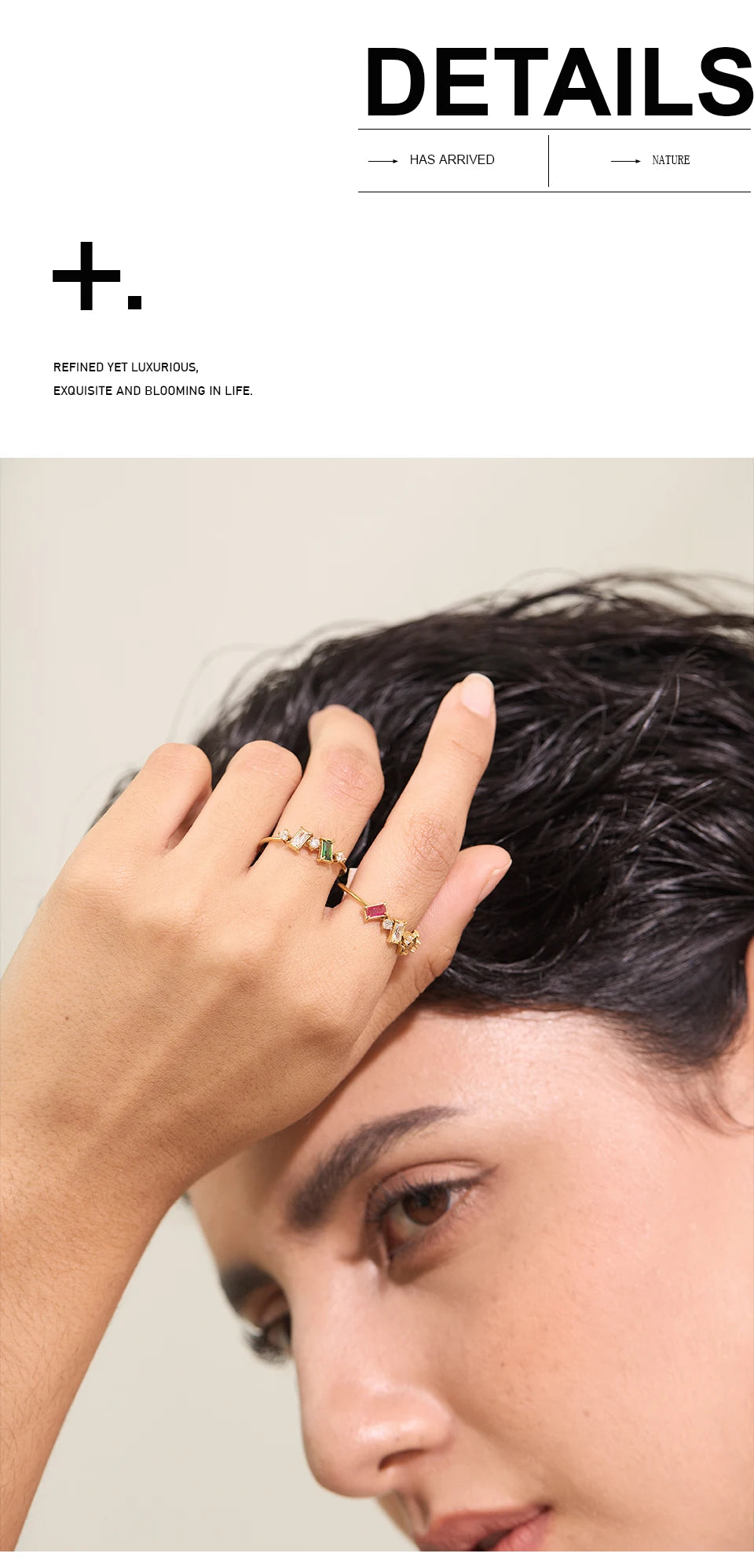 Yhpup Chic Bling Colorful Cubic Zirconia Thin Fashion Ring Waterproof Stainless Steel Trendy Exquisite Finger CZ Jewelry