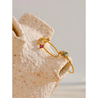 Yhpup Chic Bling Colorful Cubic Zirconia Thin Fashion Ring Waterproof Stainless Steel Trendy Exquisite Finger CZ Jewelry