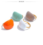 Yhpup Stainless Steel Fashion Joyful Candy Multi-Color Khaki Orange Blue White Enamel Ring Waterproof Adjustable Charm Jewelry