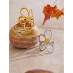 Yhpup Trendy Stainless Steel Metal Flower Adjustable Fashion Finger Ring Rust Proof Attractive Daily Jewelry Accessories Gift