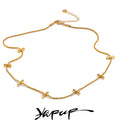 Yhpup Stainless Steel New Style Chain Necklace Exquisite Gold & Platinum Plated for Women Tarnish Resistant Stylish Jewelry