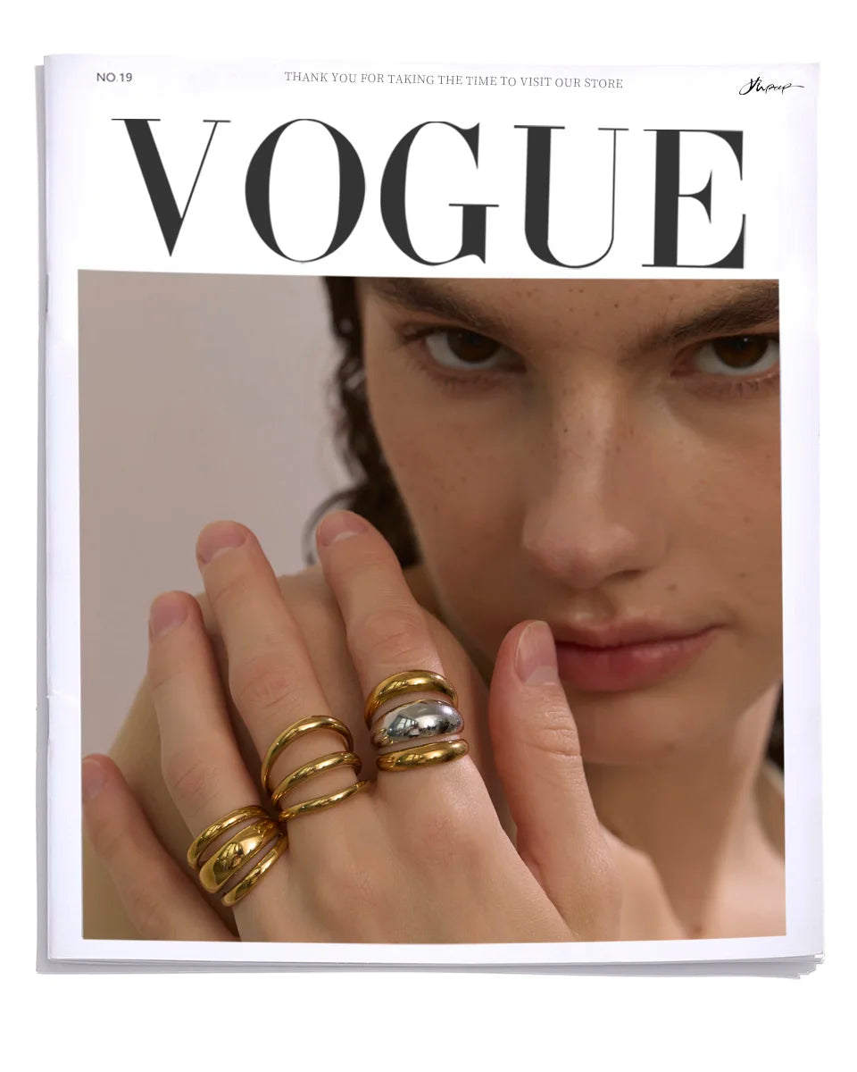 Yhpup Arrivals Glossy Stainless Steel Layered Hollow Open Ring for Women Distinctive Geometric Attractive Jewelry