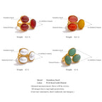 Yhpup Natural Aventurine Agate Stone Shell Pearl Flower Adjustable Ring Fashion Stainless Steel Charm Finger Jewelry Accessories
