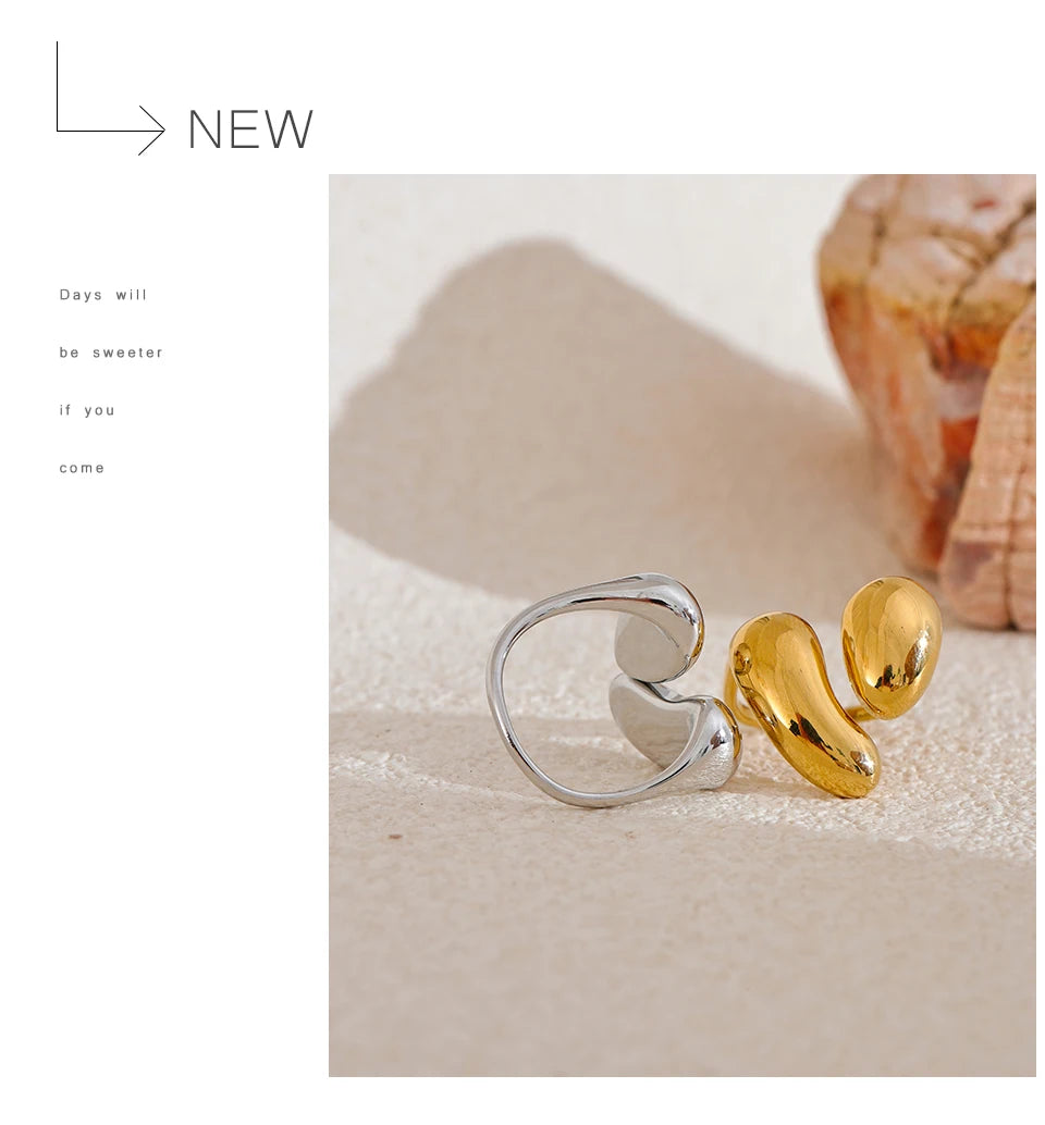 Yhpup Fashion Stainless Steel Metal Casting Minimalist Ring Water Resistant Stylish Chic Finger Jewelry Bijoux Femme Gift