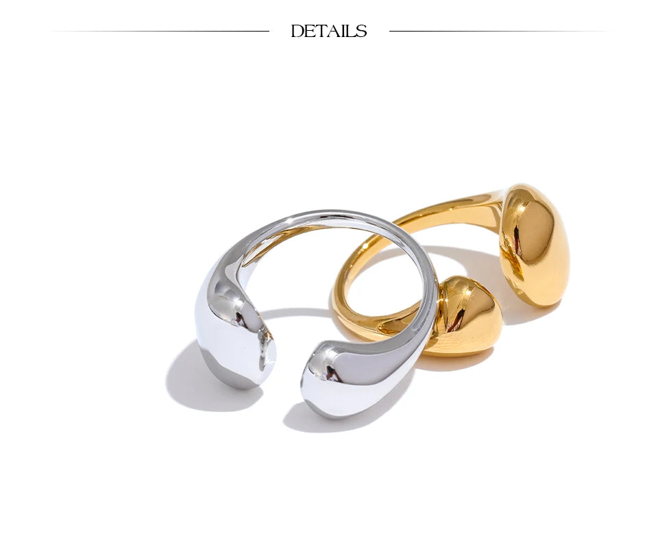 Yhpup Stainless Steel High Quality Minimalist Daily Smooth Fashion Open Adjustable Ring Waterproof Electroplated Cast Jewelry