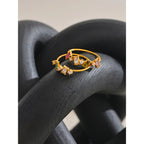 Yhpup Chic Bling Colorful Cubic Zirconia Thin Fashion Ring Waterproof Stainless Steel Trendy Exquisite Finger CZ Jewelry