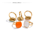 Yhpup Arrivals Candy Sweet Square Adjustable Ring 18K Golden PVD Plated Stainless Steel Summer Popular Charm Jewelry Gift