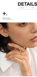Yhpup Minimalist New Style Stainless Steel Open Chic Adjustable Ring Fashion Thin Finger Korean High Quality Jewelry 18K Golden