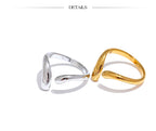 Yhpup Minimalist New Style Stainless Steel Open Chic Adjustable Ring Fashion Thin Finger Korean High Quality Jewelry 18K Golden