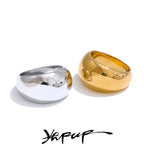Yhpup 6789# High Quality Textured Minimalist Stainless Steel Glossy Smooth Metal Chunky Ring 18K PVD Plated Classic Jewelry Gift