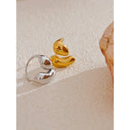Yhpup Fashion Stainless Steel Metal Casting Minimalist Ring Water Resistant Stylish Chic Finger Jewelry Bijoux Femme Gift