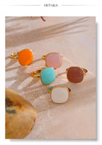 Yhpup Arrivals Candy Sweet Square Adjustable Ring 18K Golden PVD Plated Stainless Steel Summer Popular Charm Jewelry Gift