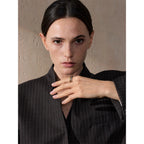 Yhpup 6789# Statement Stainless Steel Metal Double Color Geometric Casting Ring for Women Water Resistant Trendy Jewelry Gift