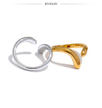 Yhpup Minimalist New Style Stainless Steel Open Chic Adjustable Ring Fashion Thin Finger Korean High Quality Jewelry 18K Golden
