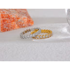 Yhpup Exquisite White Cubic Zirconia Bling Stainless Steel Classic Thin Chic Ring Luxury Engagement Wedding Fashion Jewelry Gift