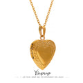 Yhpup Heart Stainless Steel Pendant Drop Necklace  Waterproof Friend Photo Picture Frame Locket Charm Necklace Jewelry Gift