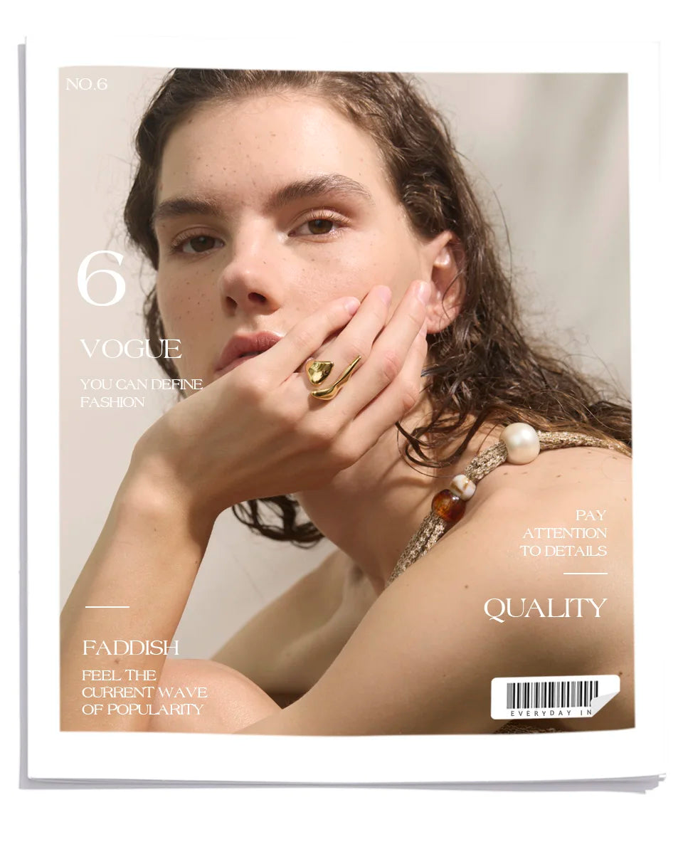 Yhpup New Casting PVD Plated Stainless Steel Metal Geometric Adjustable Creative Ring Women Daily Fashion Jewelry Accessories