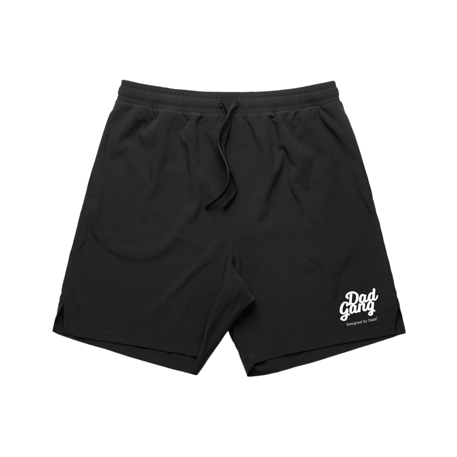 DadGang Logo Active Shorts 18" - Black