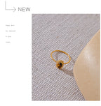 Yhpup Fashion Natural Stone Stainless Steel Oval Thin Chic Ring Women 18K PVD Plated Waterproof Jewelry Accessories Gift