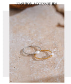 Yhpup Trendy Stainless Steel Natural Pearl Thin Finger Ring for Women Summer Versatile Daily Jewelry Accessories Gift