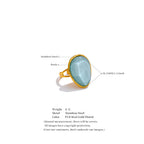 Yhpup Exquisite Candy Multi-Color White Pink Blue Yellow Resin Adjustable Ring Gold Color Stainless Steel Summer Jewelry Gift