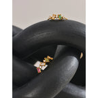Yhpup Chic Bling Colorful Cubic Zirconia Thin Fashion Ring Waterproof Stainless Steel Trendy Exquisite Finger CZ Jewelry