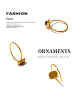 Yhpup Fashion Natural Stone Stainless Steel Oval Thin Chic Ring Women 18K PVD Plated Waterproof Jewelry Accessories Gift