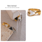 Yhpup Shell Acrylic Heart Stainless Steel Stylish Ring for Women Charms Metal Texture Waterproof Golden Jewelry Gala Gift