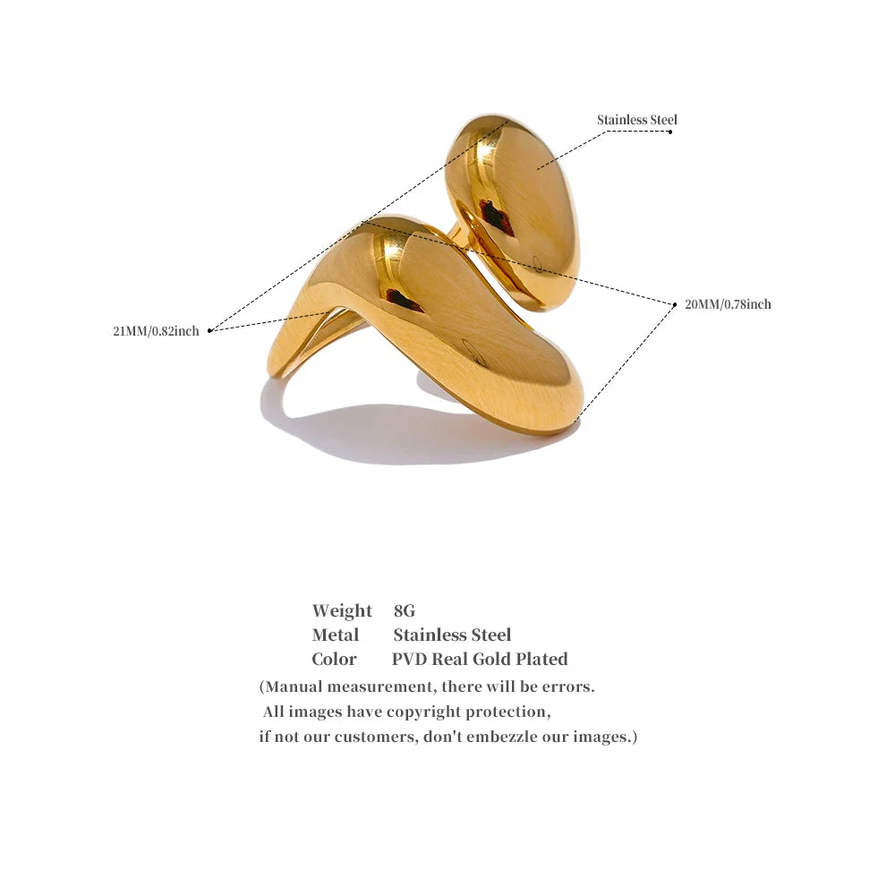 Yhpup Fashion Stainless Steel Metal Casting Minimalist Ring Water Resistant Stylish Chic Finger Jewelry Bijoux Femme Gift