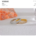 Yhpup Exquisite White Cubic Zirconia Bling Stainless Steel Classic Thin Chic Ring Luxury Engagement Wedding Fashion Jewelry Gift