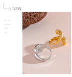 Yhpup Chic Unique Stainless Steel Unusual Ring Water Resistant 18K PVD Plated Simple Sleek Metal Fashion Jewelry Bijoux Gift