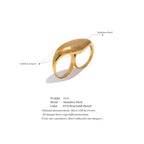 Yhpup Stainless Steel Metal Double Finger Geometric Ring Personality Rust Proof Attractive Big Exaggerated Jewelry Gift