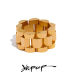 Yhpup New Waterproof Stainless Steel Chain Finger Ring Personalized Metal Texture Rust Proof Charm Fashion Jewelry for Women
