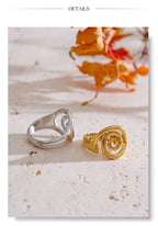 Yhpup Size 6789 Trendy Conch Ocean Series Ring Casting Fashion Charm Finger Jewelry Accessories Real Gold PVD Plated for Women