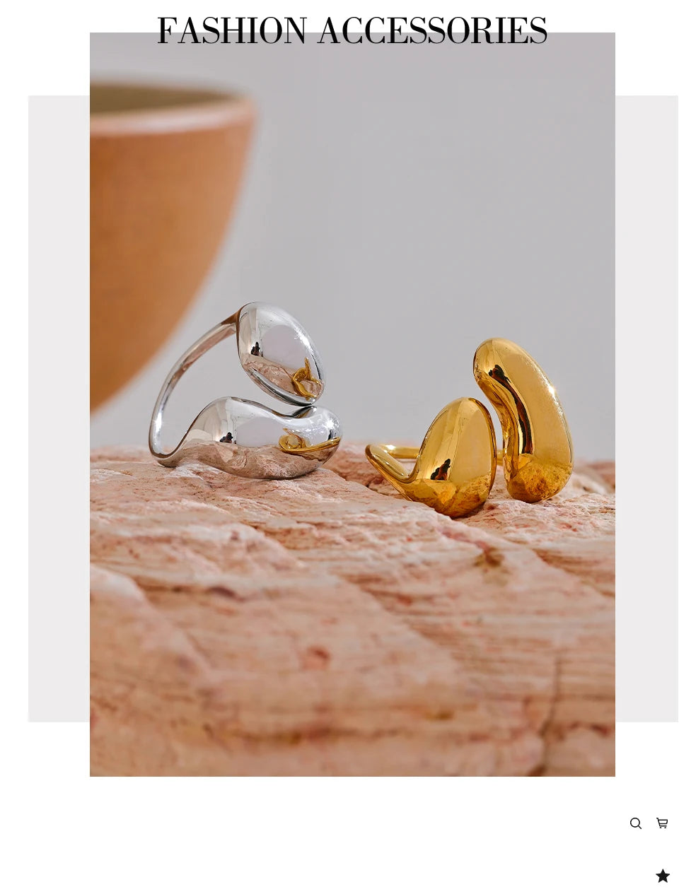 Yhpup Fashion Stainless Steel Metal Casting Minimalist Ring Water Resistant Stylish Chic Finger Jewelry Bijoux Femme Gift