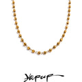Yhpup Exquisite Stainless Steel Beads Chain Collar Waterproof Necklace for Women 18K Gold Plated Charm Trendy Fashion Jewelry