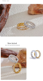 Yhpup Stainless Steel Delicate Bling Heart Cubic Zirconia Fashion Shiny Ring for Women High Quality Temperament Premium Jewelry