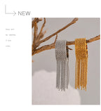 Yhpup Statement Stainless Steel Chain Tassel Finger Ring Adjustable 18K PVD Plated High Quality Charm Stylish Golden Jewelry