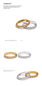 Yhpup Exquisite White Cubic Zirconia Bling Stainless Steel Classic Thin Chic Ring Luxury Engagement Wedding Fashion Jewelry Gift