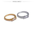 Yhpup 6789# Wholesale Stainless Steel Shiny Cubic Zirconia Casting Ring for Women 18K PVD Plated Hypoallergenic Jewelry Gift