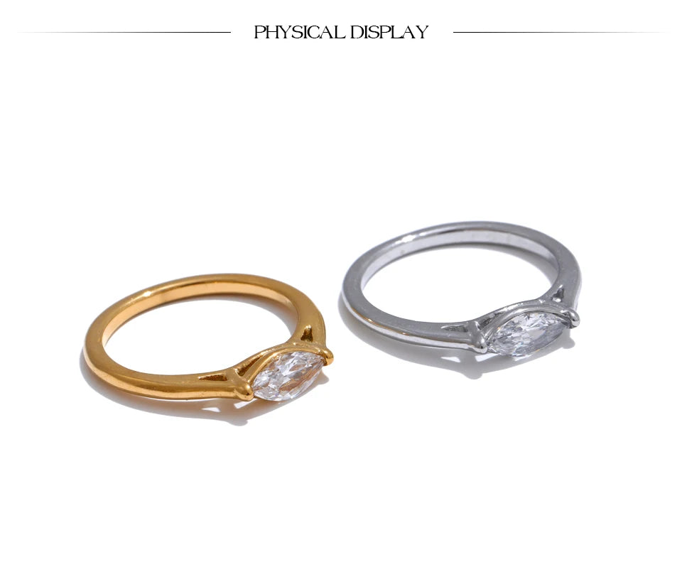 Yhpup 6789# Wholesale Stainless Steel Shiny Cubic Zirconia Casting Ring for Women 18K PVD Plated Hypoallergenic Jewelry Gift
