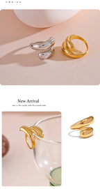 Yhpup Chic Unique Stainless Steel Unusual Ring Water Resistant 18K PVD Plated Simple Sleek Metal Fashion Jewelry Bijoux Gift