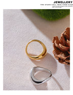 Yhpup Minimalist Smooth Stainless Steel Metal Geometric Finger Ring Waterproof 18K PVD Plated Distinctive Jewelry Bijoux New