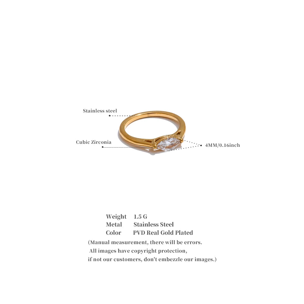 Yhpup 6789# Wholesale Stainless Steel Shiny Cubic Zirconia Casting Ring for Women 18K PVD Plated Hypoallergenic Jewelry Gift