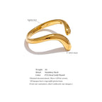 Yhpup Minimalist New Style Stainless Steel Open Chic Adjustable Ring Fashion Thin Finger Korean High Quality Jewelry 18K Golden