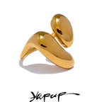 Yhpup Fashion Stainless Steel Metal Casting Minimalist Ring Water Resistant Stylish Chic Finger Jewelry Bijoux Femme Gift